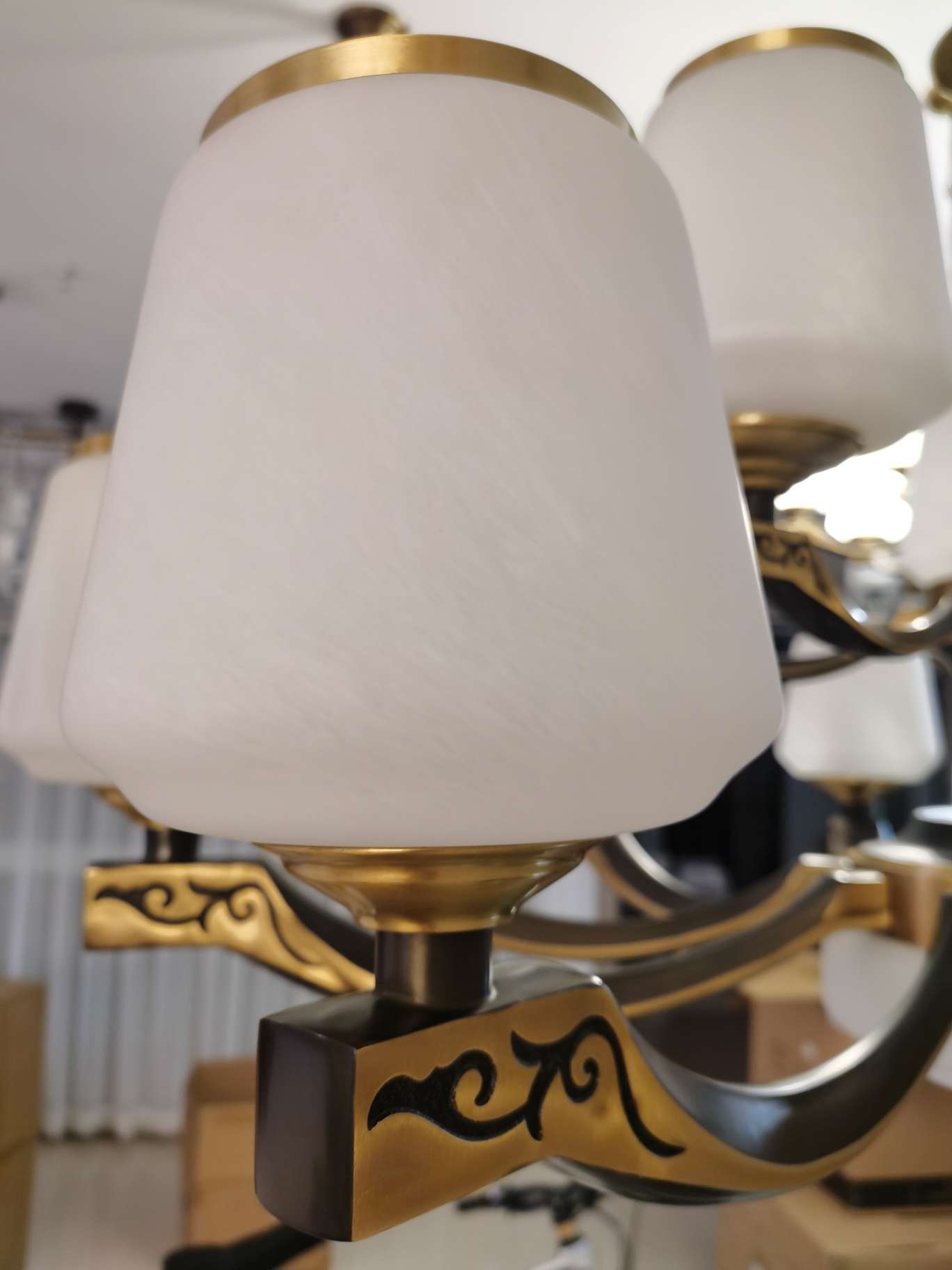 The new Chinese-style all-copper pendant lamp for the living room is retro and simple Item Picture