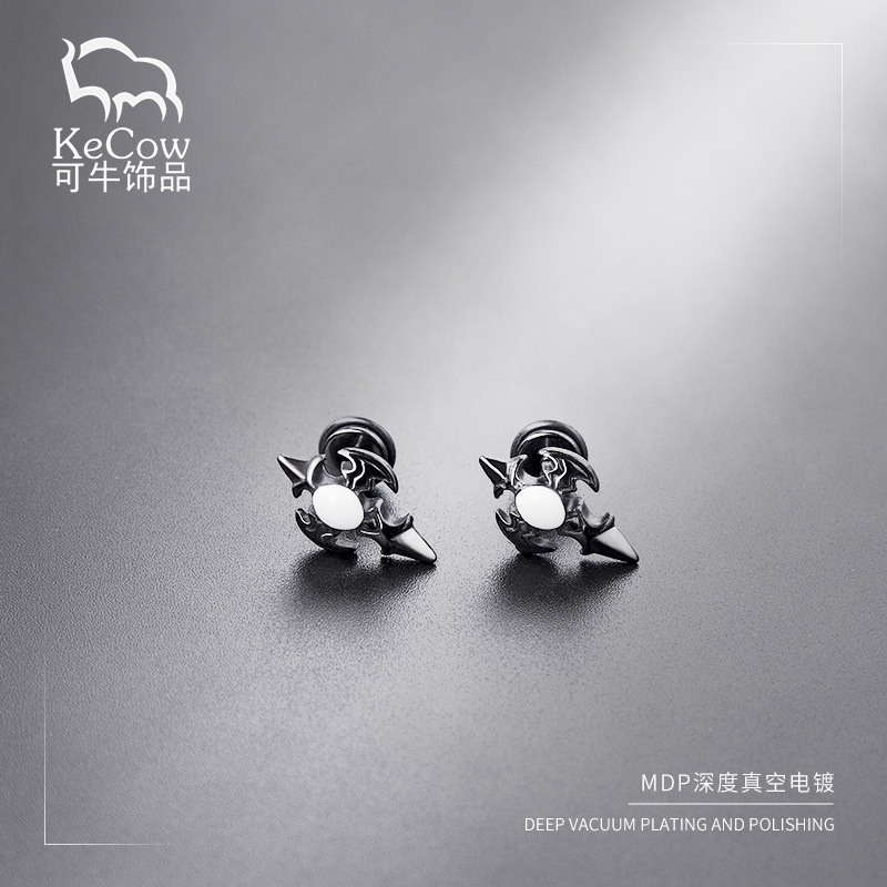 Changsheng Jewelry's personalized sword cross stud punk design creative men's earrings details Picture