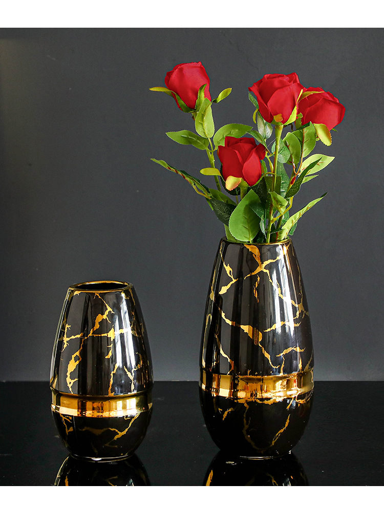 欧式电镀黑色金口三件套陶瓷花瓶样板房花店客厅装饰品工艺品摆件 https://m.1688.com/offer/6060详情图8