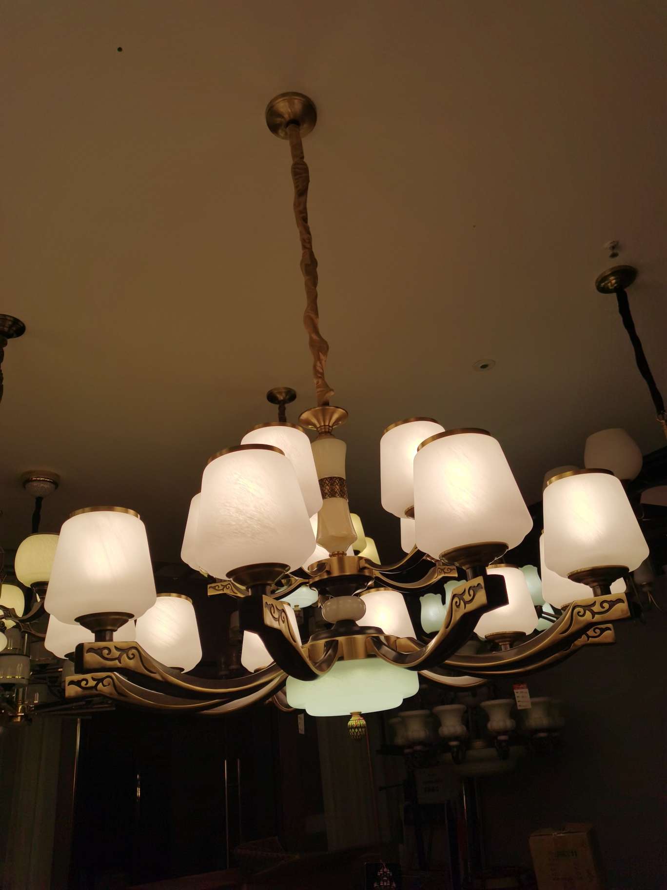 The new Chinese-style all-copper pendant lamp for the living room is retro and simple Specification image
