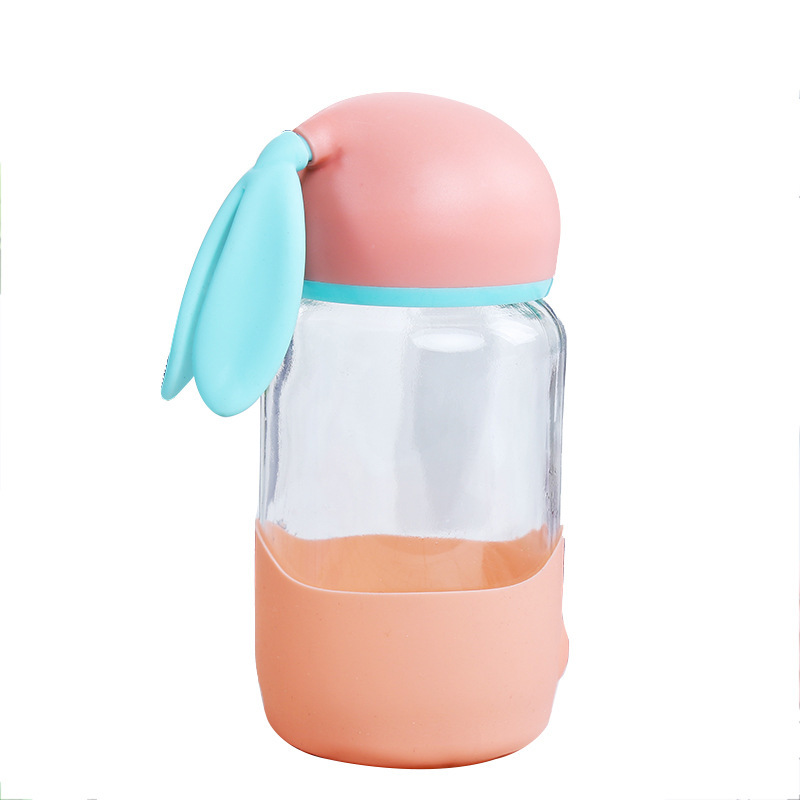 定制logo兔子杯创意玻璃水杯可爱卡通玻璃杯开业促销礼品杯随手杯细节图