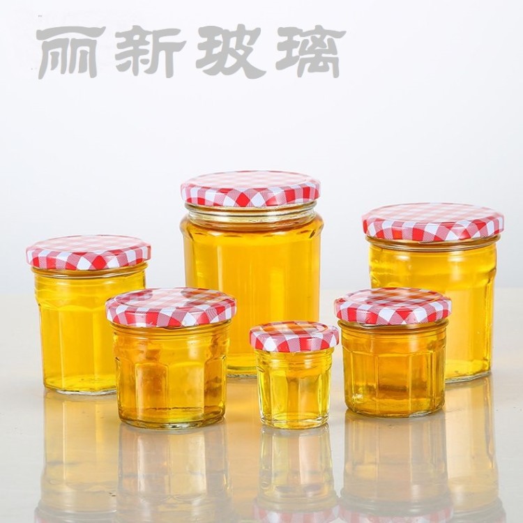 Sealed glass honey pickles and jam bottle