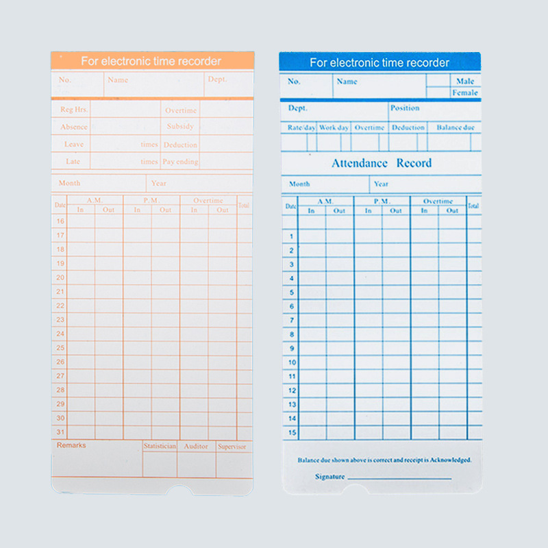 Manufacturers export English punch clock special time card paper punch card foreign trade English card time card undefined