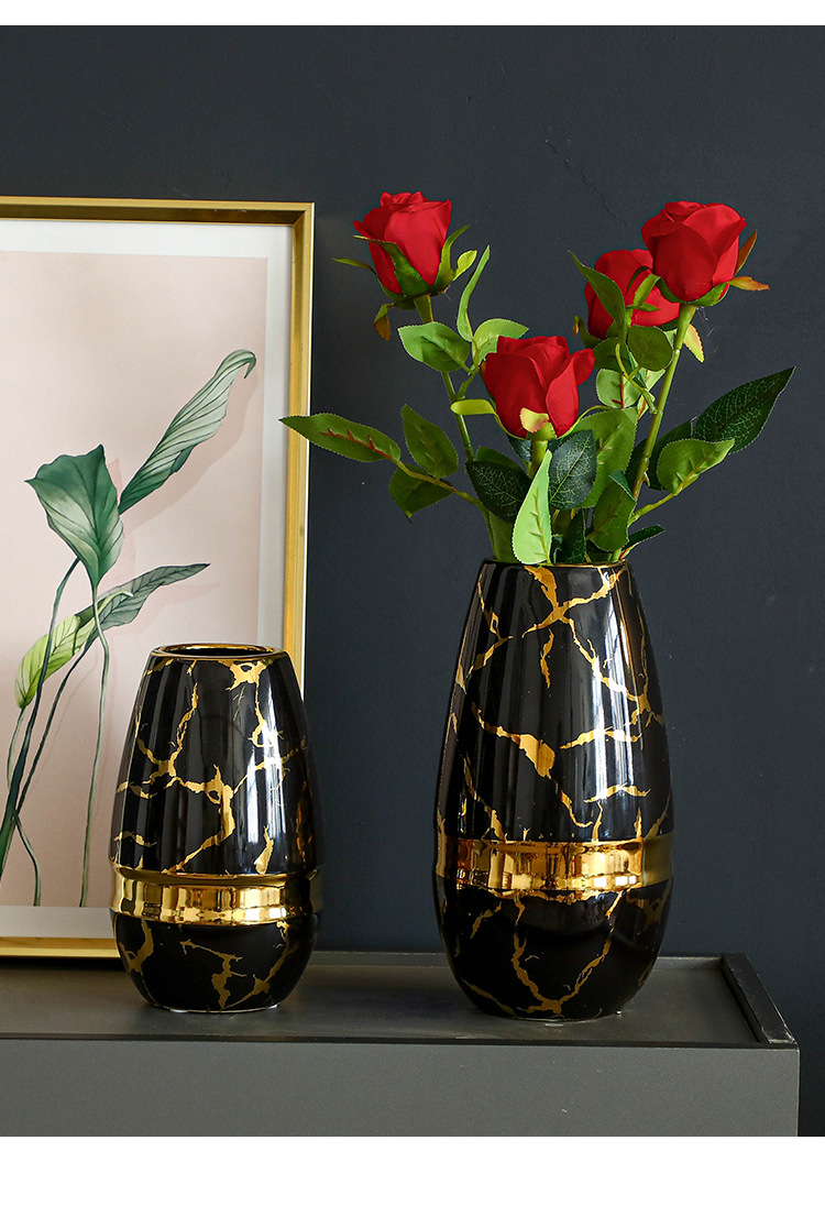 欧式电镀黑色金口三件套陶瓷花瓶样板房花店客厅装饰品工艺品摆件 https://m.1688.com/offer/6060详情图10