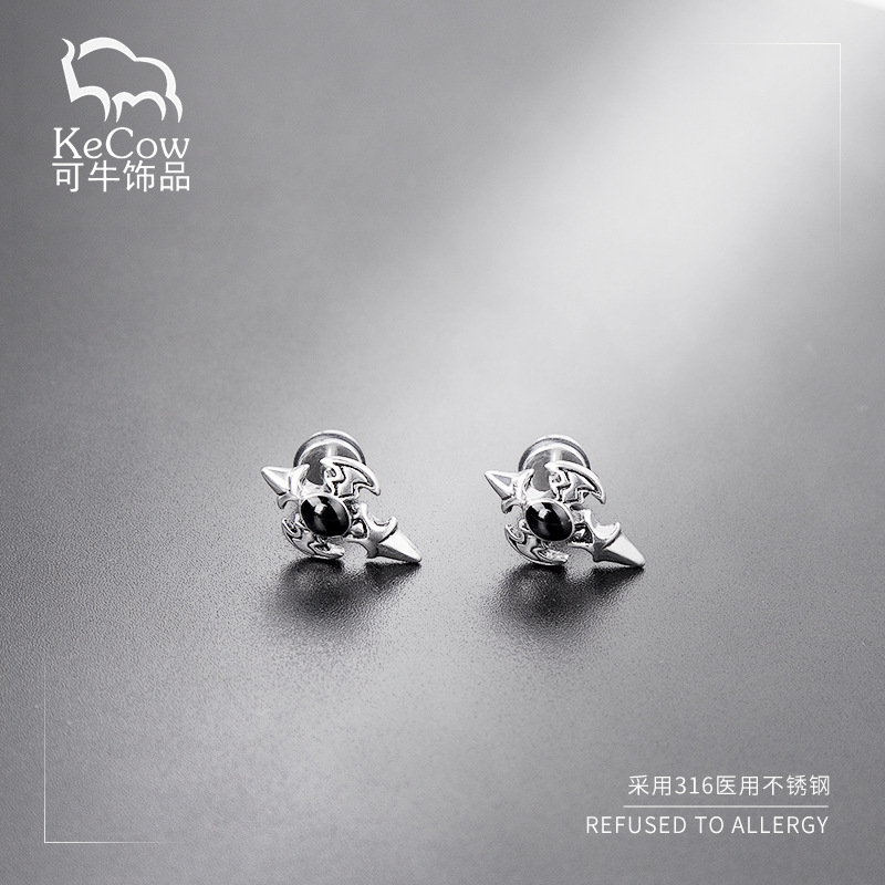 Changsheng Jewelry's personalized sword cross stud punk design creative men's earrings Specification image