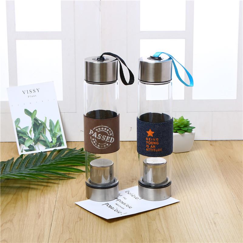 Glass water glass high borosilicate glass with tea mesh glass portable glass tea making glass straight cup thumbnail