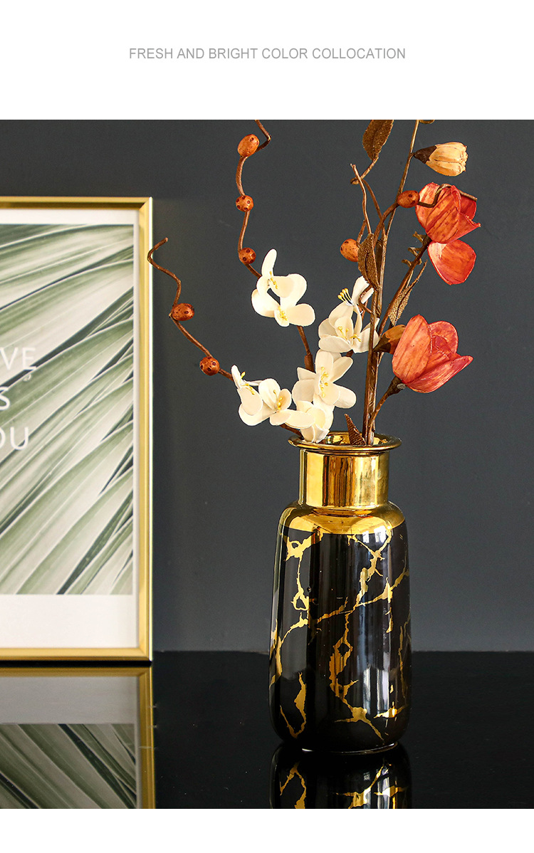 欧式电镀黑色金口三件套陶瓷花瓶样板房花店客厅装饰品工艺品摆件 https://m.1688.com/offer/6060详情图9