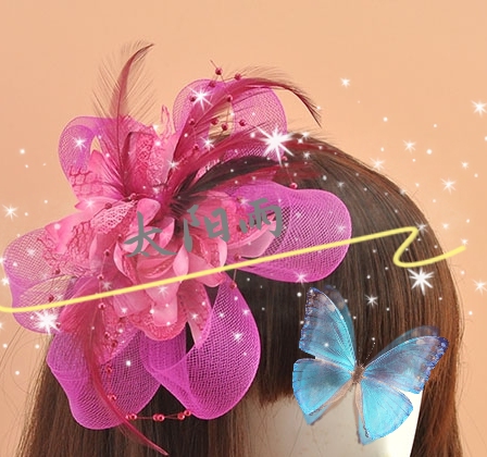 Elastic yarn net manufacturers direct wedding hat flowers fishbone handicraft accessories flowers accessories flowers details Picture