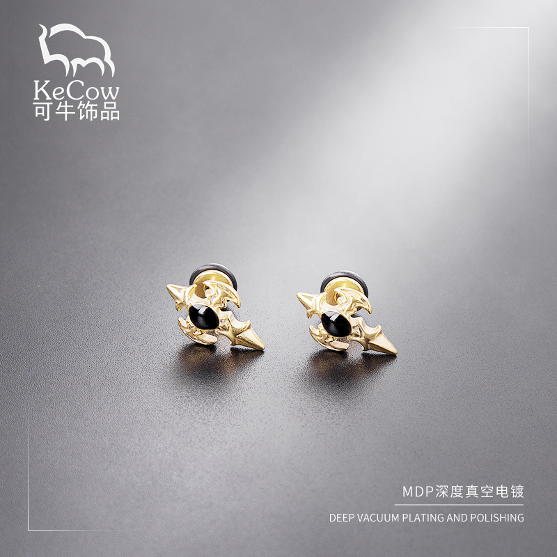 Changsheng Jewelry's personalized sword cross stud punk design creative men's earrings Application Scenario