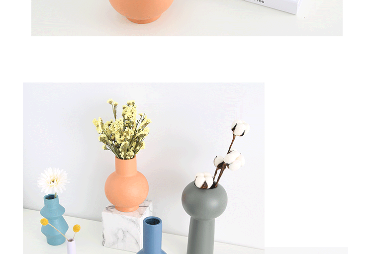 北欧风陶瓷花瓶 莫兰迪色系样板房客厅餐桌摆设家居工艺装饰品白底实物图