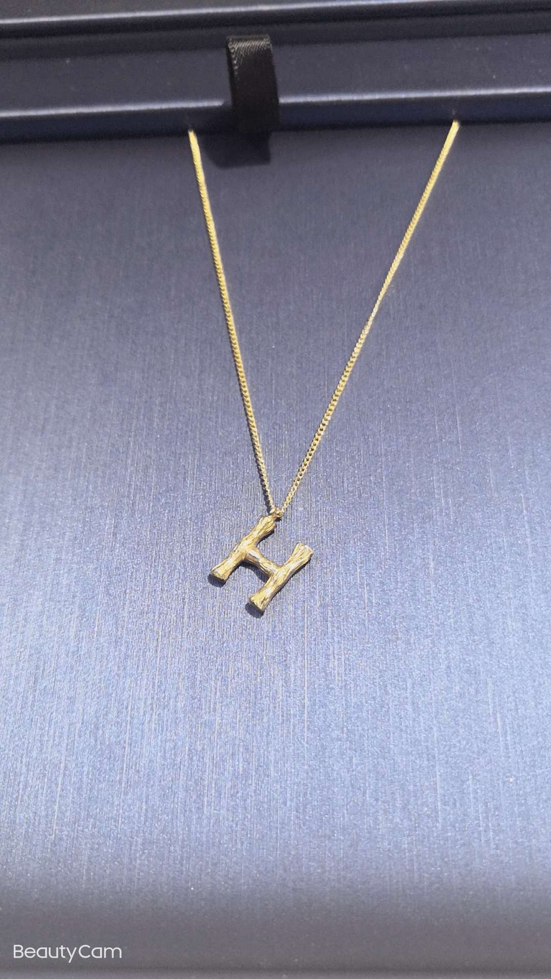 14K字母H链！白底实物图