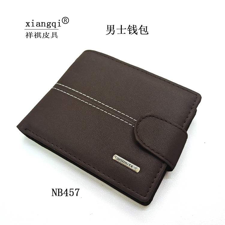 PU荔枝纹传统复古男士钱包扣带银袋票夹产品图