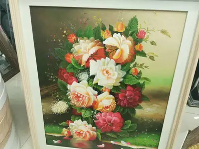 Flowers European Retro Retro Hand-Painted Oil Painting Home Decoration Living Room Hallway Mural Restaurant Hanging Painting