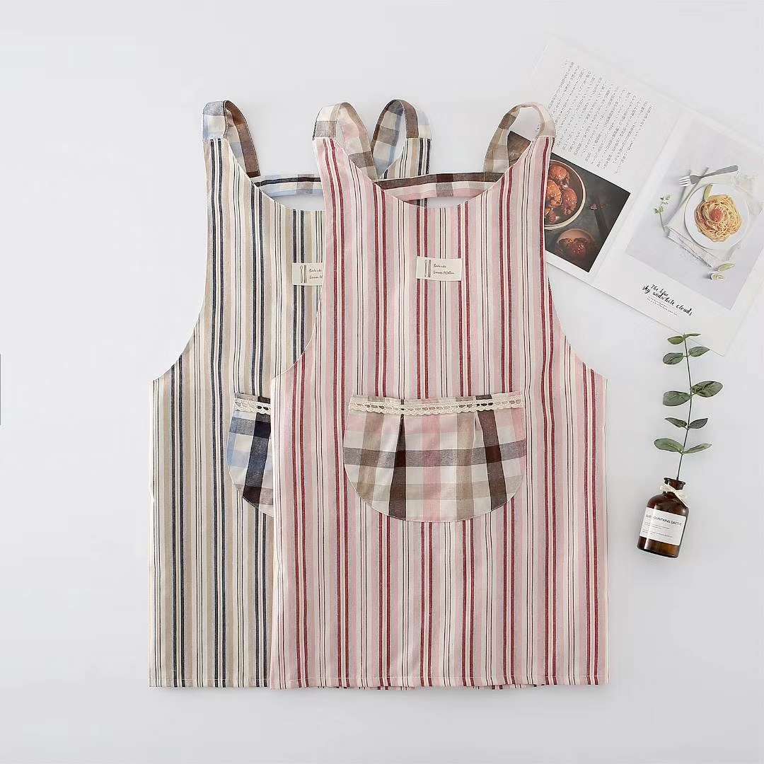 Yarn-dyed fabric apron double