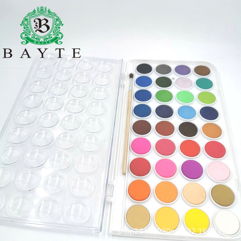 36色固体水彩水粉颜料初学者粉饼美术写生固体水彩套装 厂家直销产品图