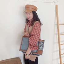 Net red checked leather individual character army cap