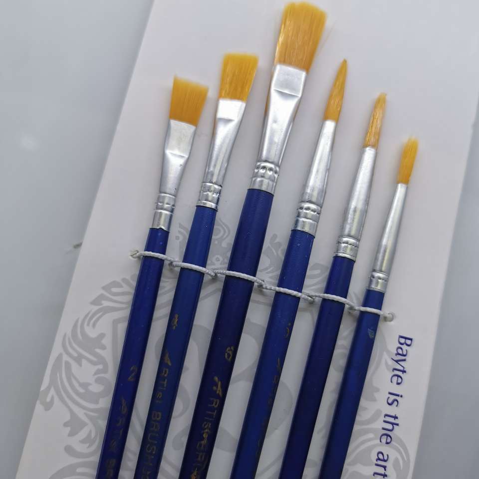 厂家直销 6支塑料蓝杆尼龙画笔 勾线笔油画水彩水粉丙烯画笔 批发详情图5