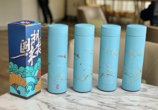 Yiwu good product name: : National tide straight cup (rubber paint) [fresh green · flower and bird] water cup