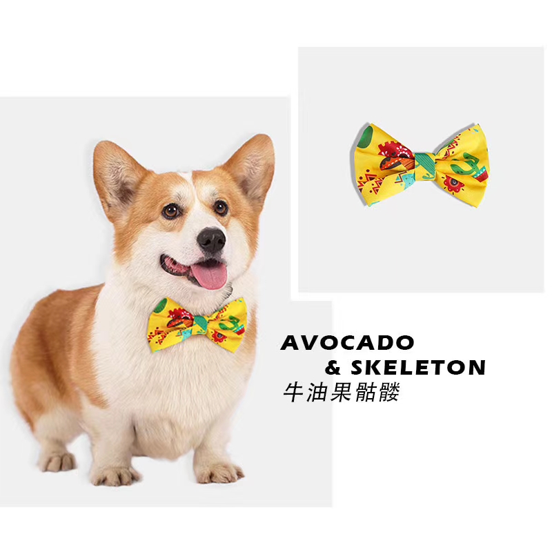 Hand-painted pattern bow tie, imported material is not sticky hair, rich color, each is very beautiful fashion pet bow tie with Japanese buckle behind, you can wear directly, super convenient! undefined