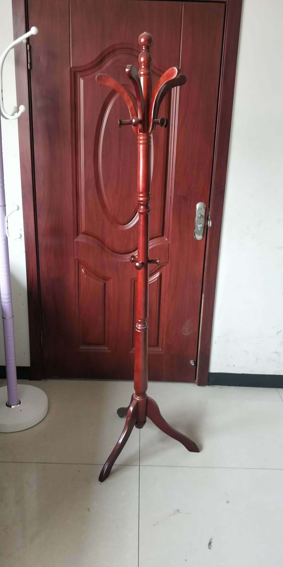 实木落地衣帽架三脚衣帽架衣架实木喷漆挂钩详情图5