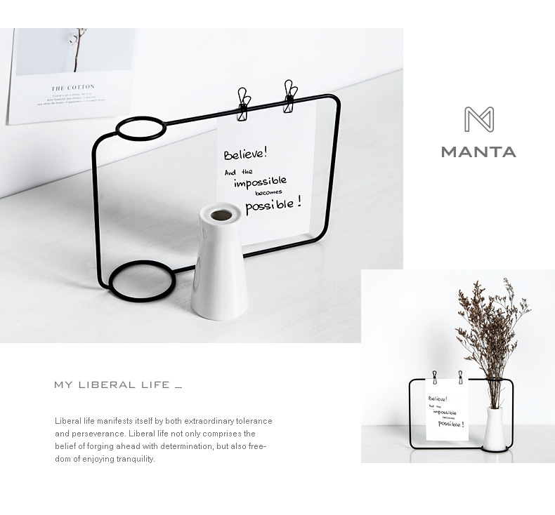 厂家一手简约铁艺相框摆设水培花瓶创意铁架陶瓷水培花插绿植花器 https://m.1688.com/offer/6145白底实物图