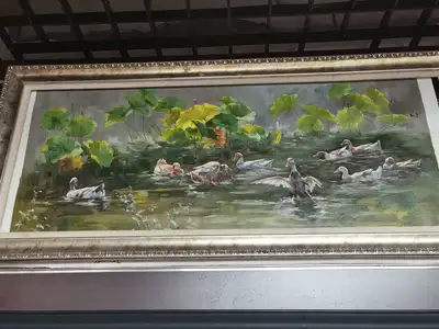 Landscape Waterfall Landscape Treasure Basin Hand-Painted Oil Painting Chinese Decorative Painting European Sofa Background Living Room Hanging Painting