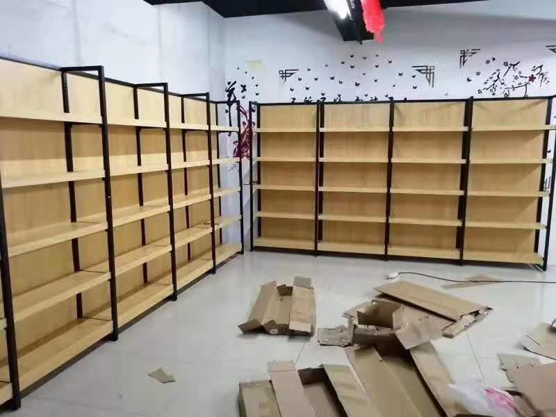 Iron Wood Layer Plate With Backplane Can Be Equipped With Hook Bottom Cabinet Light Box Steel And Wood Shelves 120*40*200*5 Layer Hook Shelves, Display Shelves, Convenience Store Shelves Specification drawing