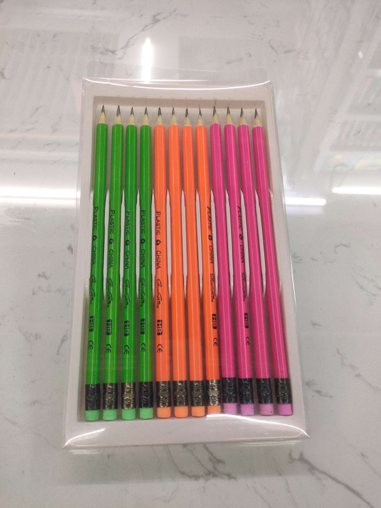 Twelve plastic triangle pencils details Picture