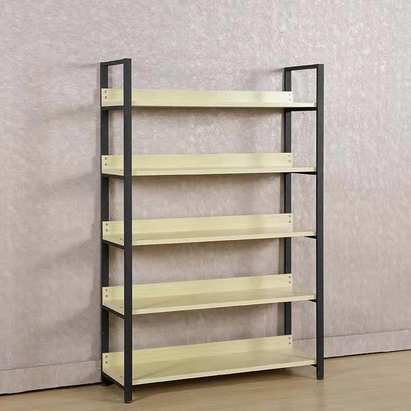 Iron Wood Layer Plate With Backplane Can Be Equipped With Hook Bottom Cabinet Light Box Steel And Wood Shelves 120*40*200*5 Layer Hook Shelves, Display Shelves, Convenience Store Shelves undefined