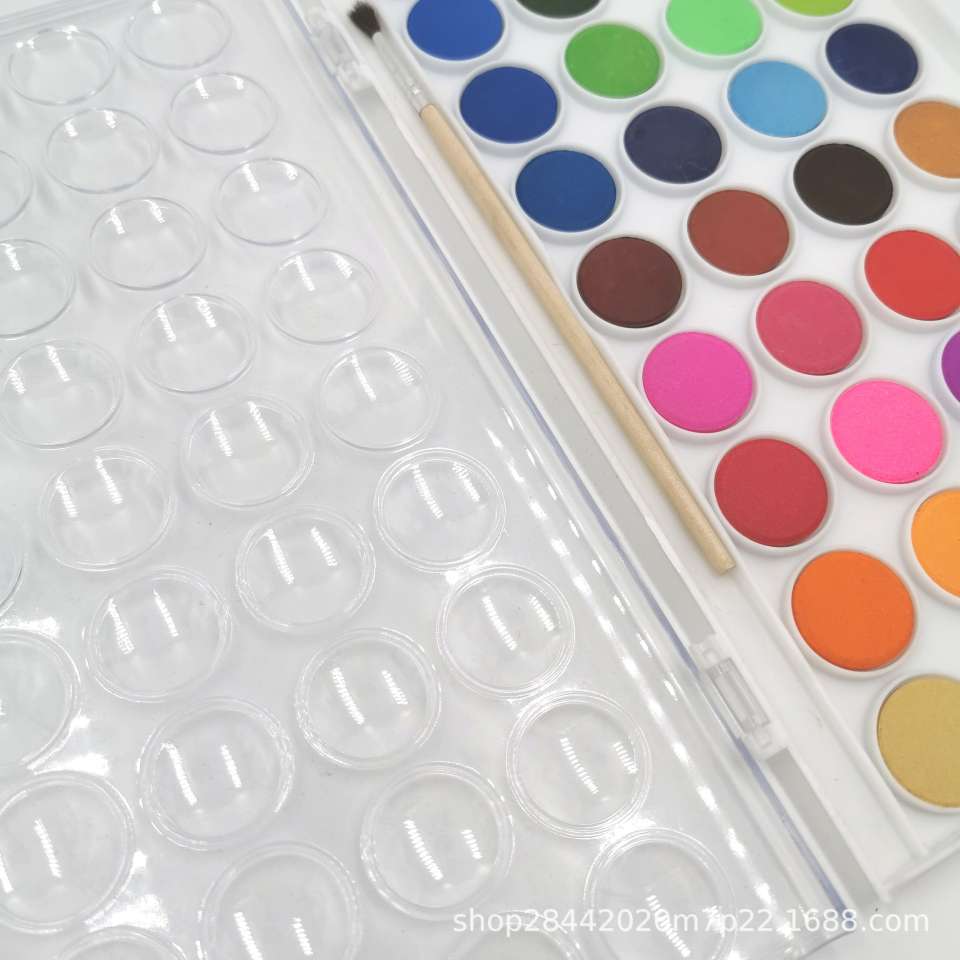 36色固体水彩水粉颜料初学者粉饼美术写生固体水彩套装 厂家直销白底实物图