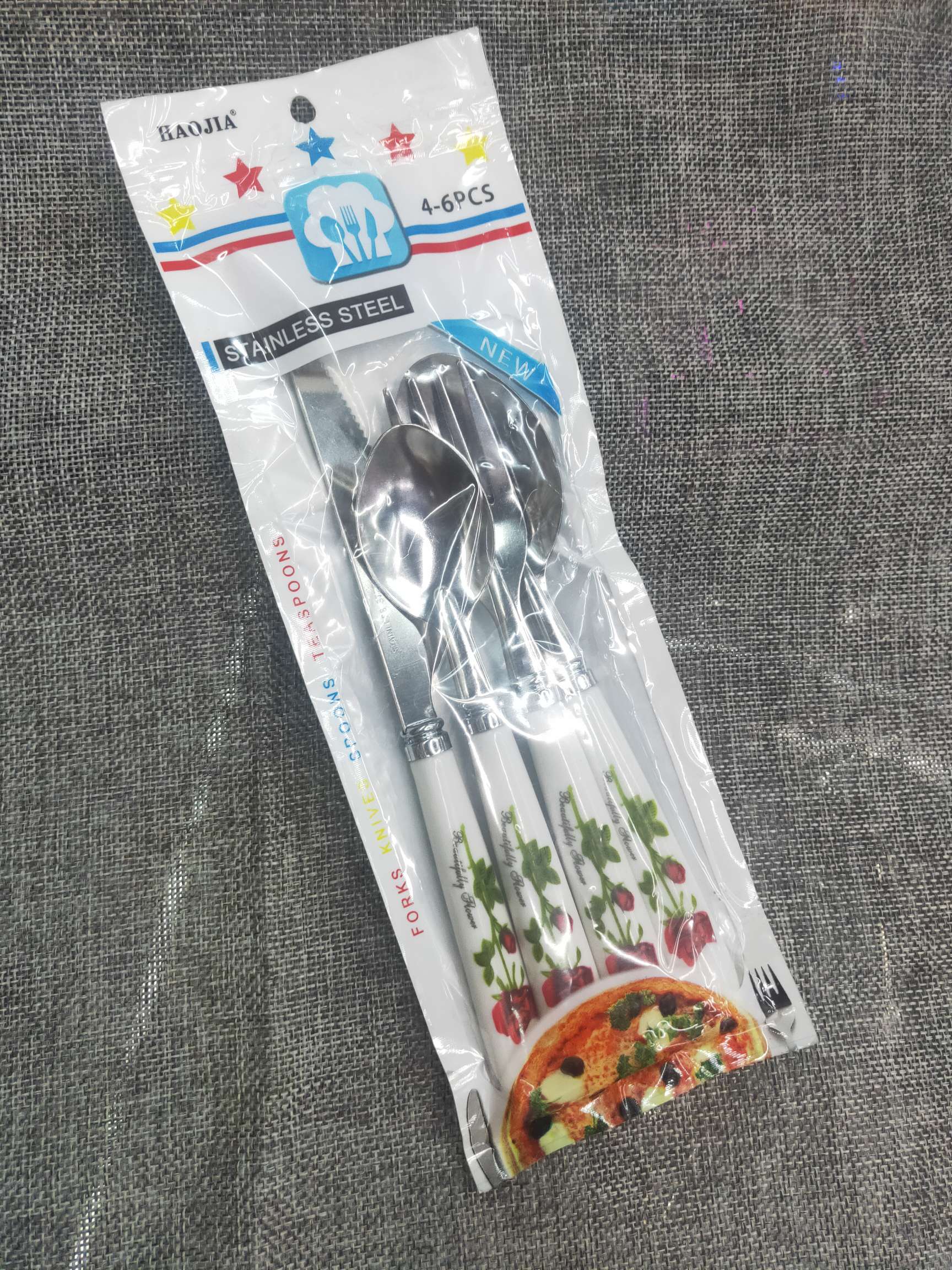 Imitation Porcelain Handle Knife, Fork And Spoon Set Stainless Steel Thickened Steak Western-Style Knife, Fork And Spoon Set Four Sets