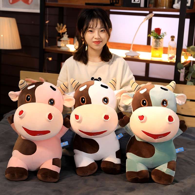 Cute stuffed cow doll Super soft cuddly cow pillow children's sleeping pillow doll girl birthday gift