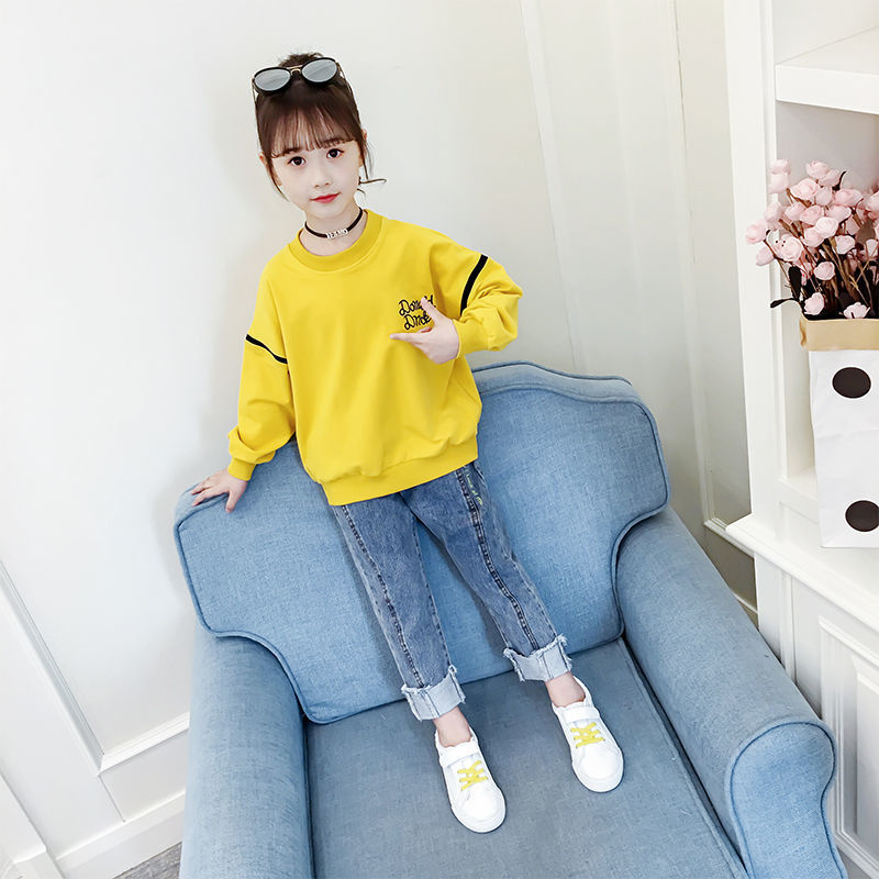 Niñas manga larga leggings primavera/otoño nuevos coreanos funky tops mid big kids groovy camisetas otoño/invierno sudaderas