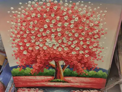 White Dot Tree European Retro Retro Hand-Painted Oil Painting Home Decoration Living Room Hallway Mural Restaurant Hanging Painting