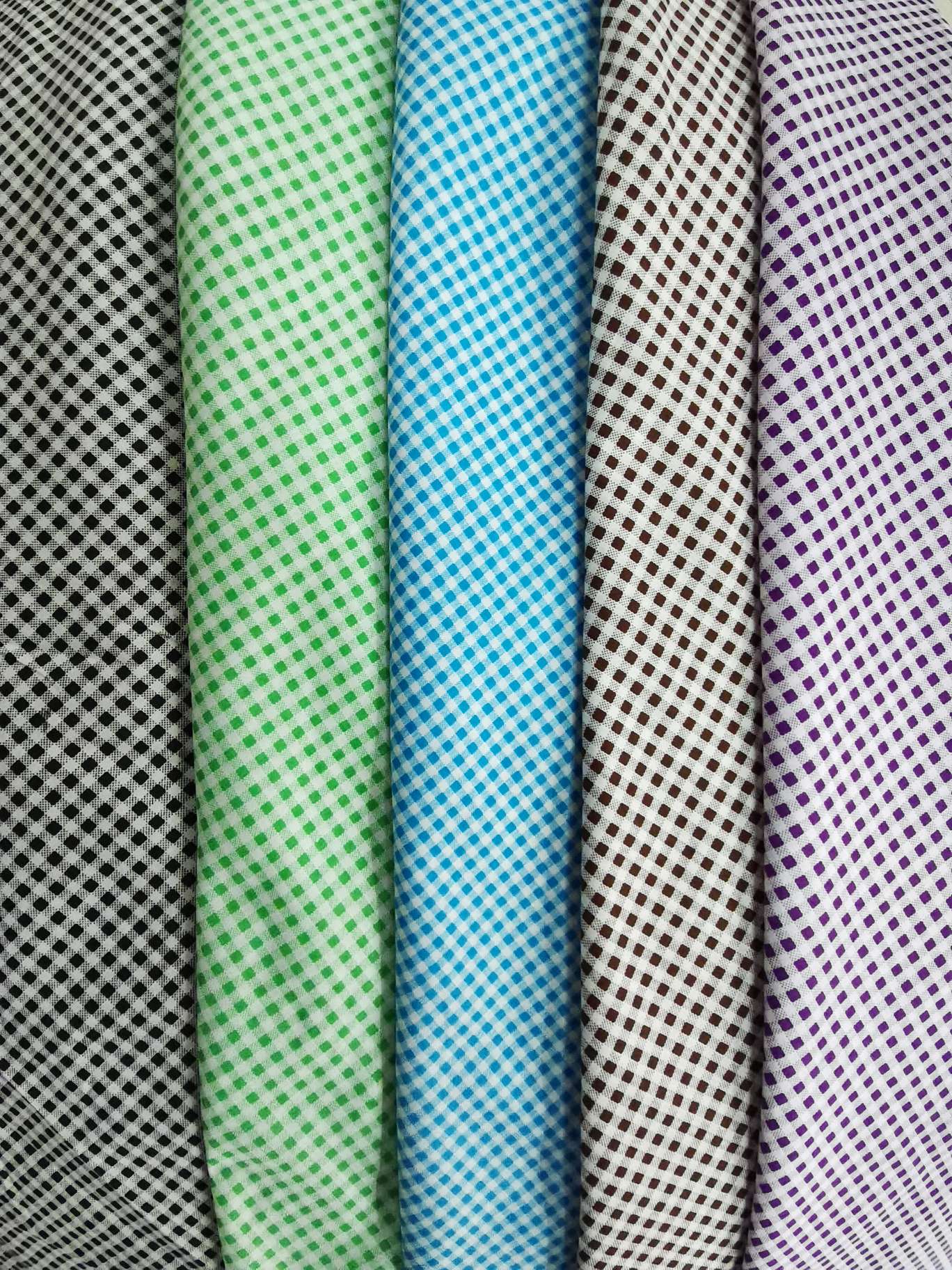 Woolen Pure Polyester Printed Small Check Fabric 5 Colors In Stock