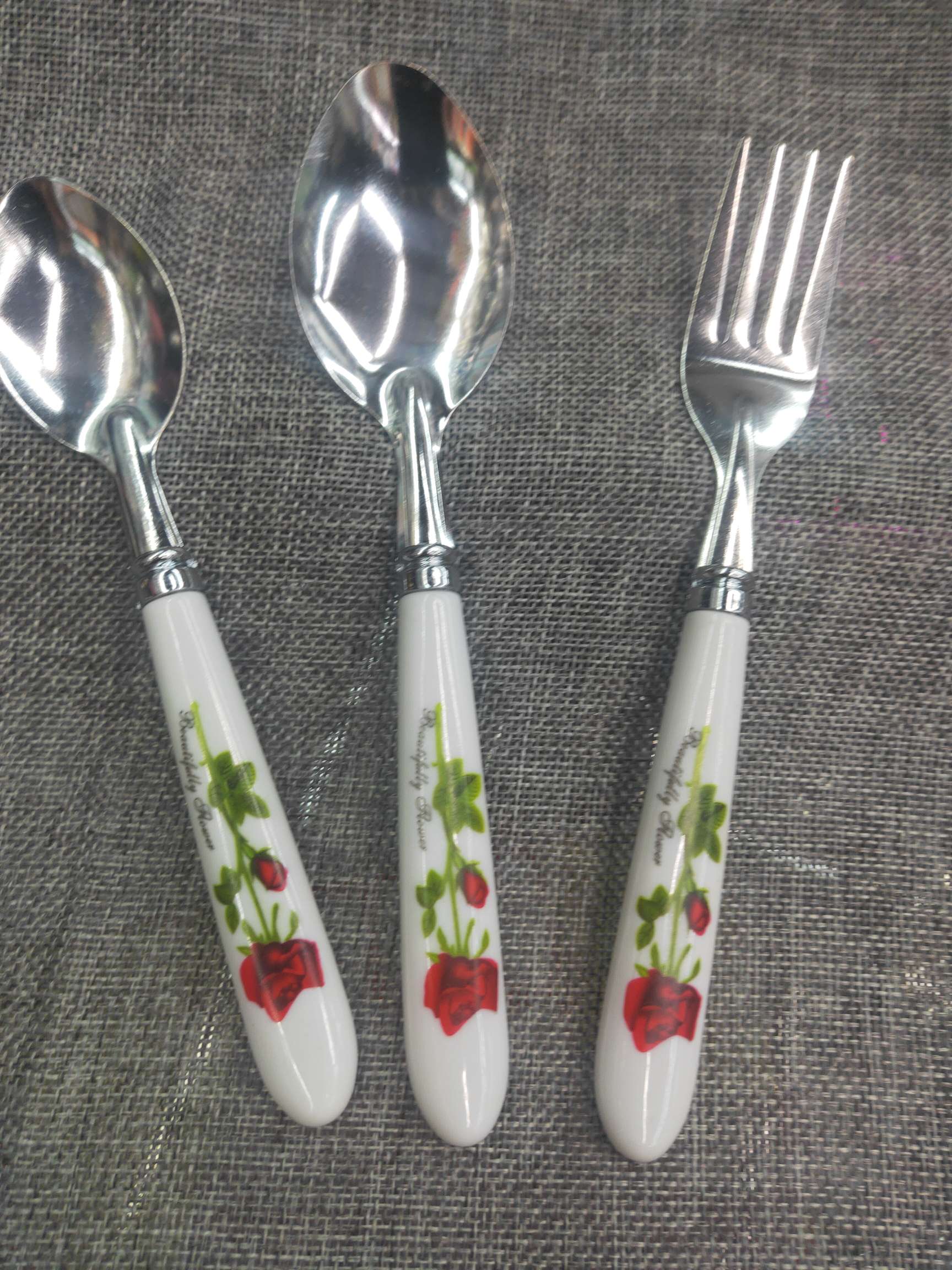 Imitation Porcelain Handle Knife, Fork And Spoon Set Stainless Steel Thickened Steak Western-Style Knife, Fork And Spoon Set Four Sets Specification drawing