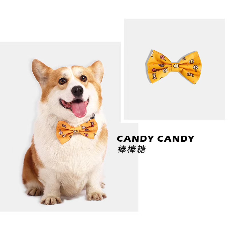 Hand-painted pattern bow tie, imported material is not sticky hair, rich color, each is very beautiful fashion pet bow tie with Japanese buckle behind, you can wear directly, super convenient! undefined