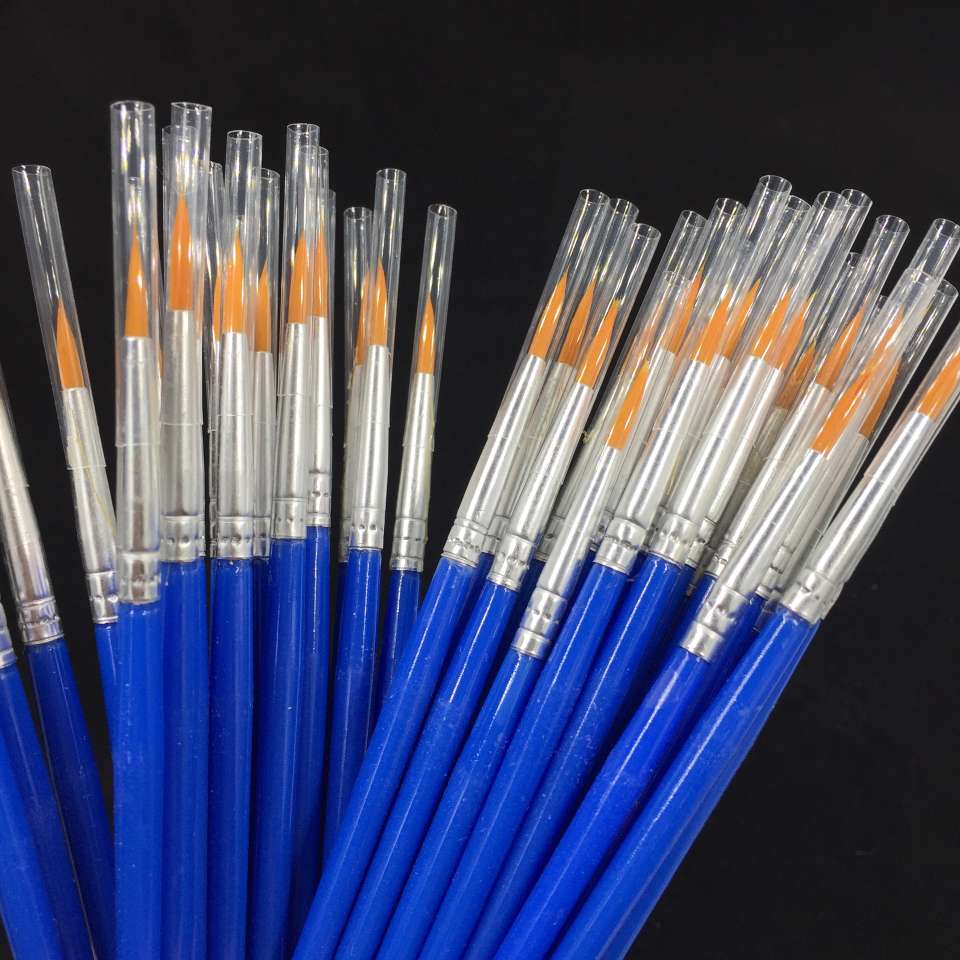 单支起售学生塑料尼龙毛画笔    适用于水彩水粉丙烯油画颜料笔刷详情图3