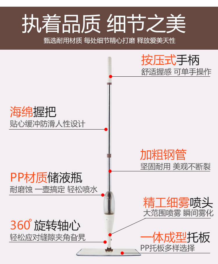喷水拖把免手洗平板拖把懒人拖布家用木地板拖把现货供应喷水拖把细节图