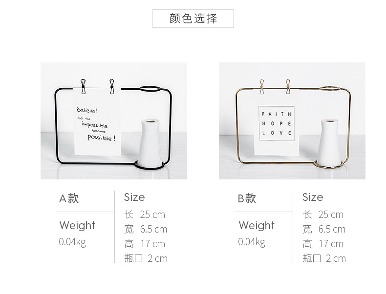 厂家一手简约铁艺相框摆设水培花瓶创意铁架陶瓷水培花插绿植花器 https://m.1688.com/offer/6145产品图