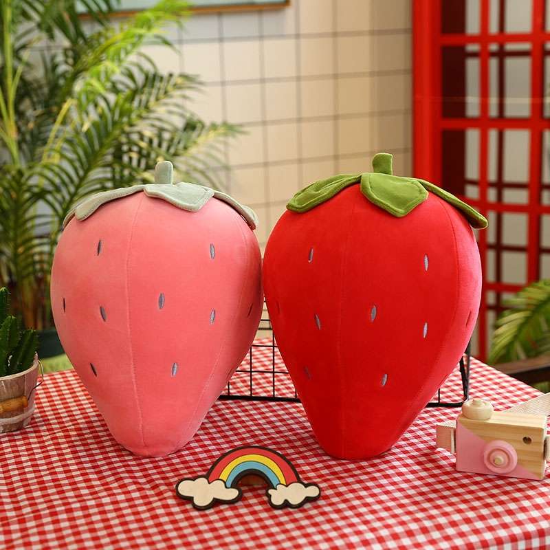Big strawberry throw pillow cute plush toy red large ins girl girl heart lazy day vegetables and fruits