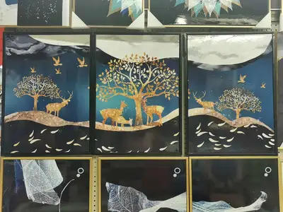 Deer Retro Nostalgic Hand-Painted Oil Painting Home Decoration Living Room Hallway Mural Dining Room Hanging Painting