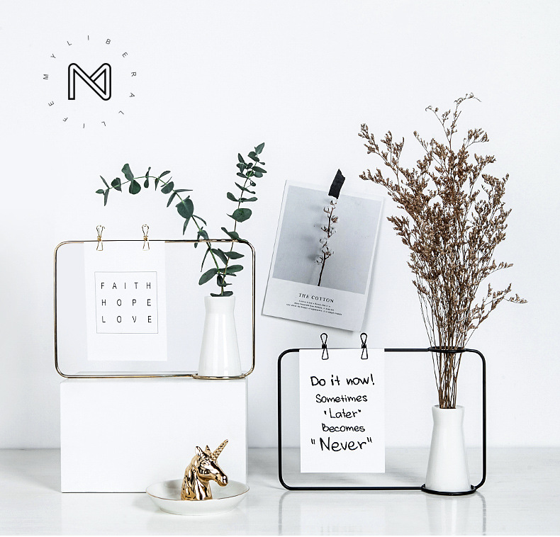 厂家一手简约铁艺相框摆设水培花瓶创意铁架陶瓷水培花插绿植花器 https://m.1688.com/offer/6145详情图10