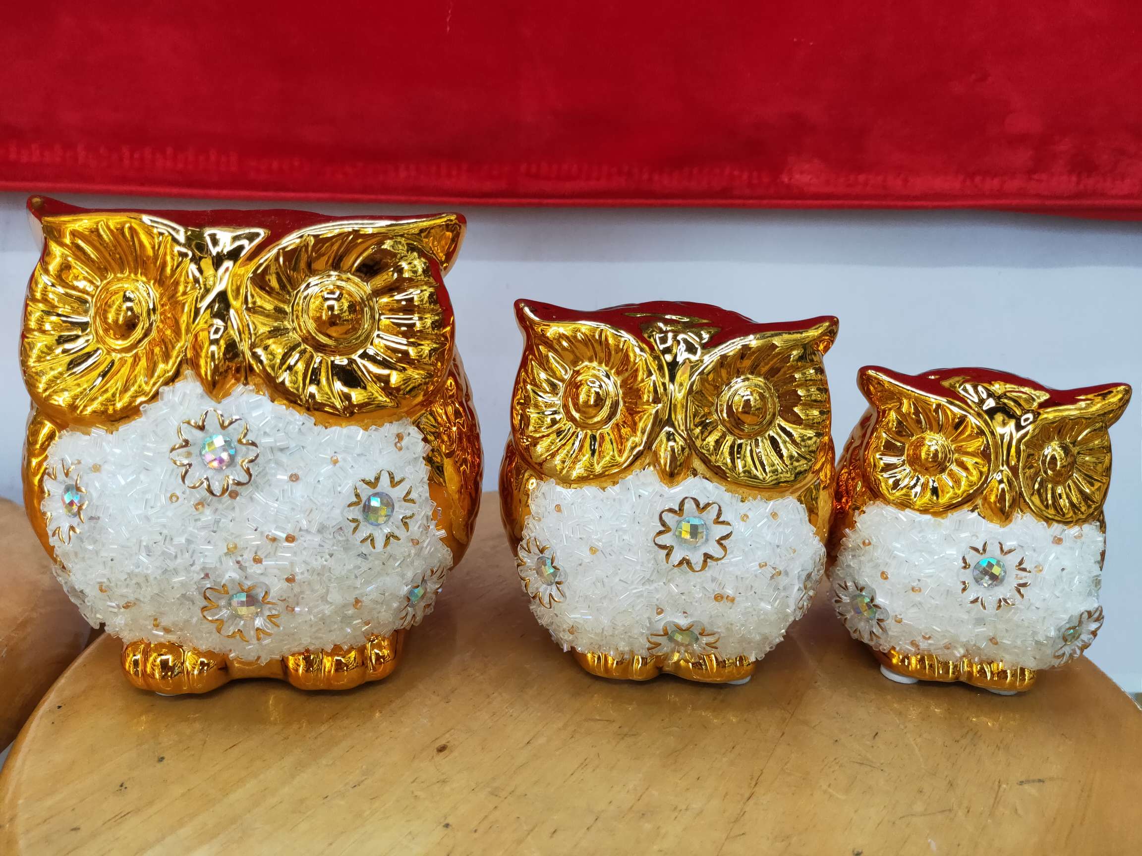 陶瓷金色贴花三件套猫头鹰是理想的摆设