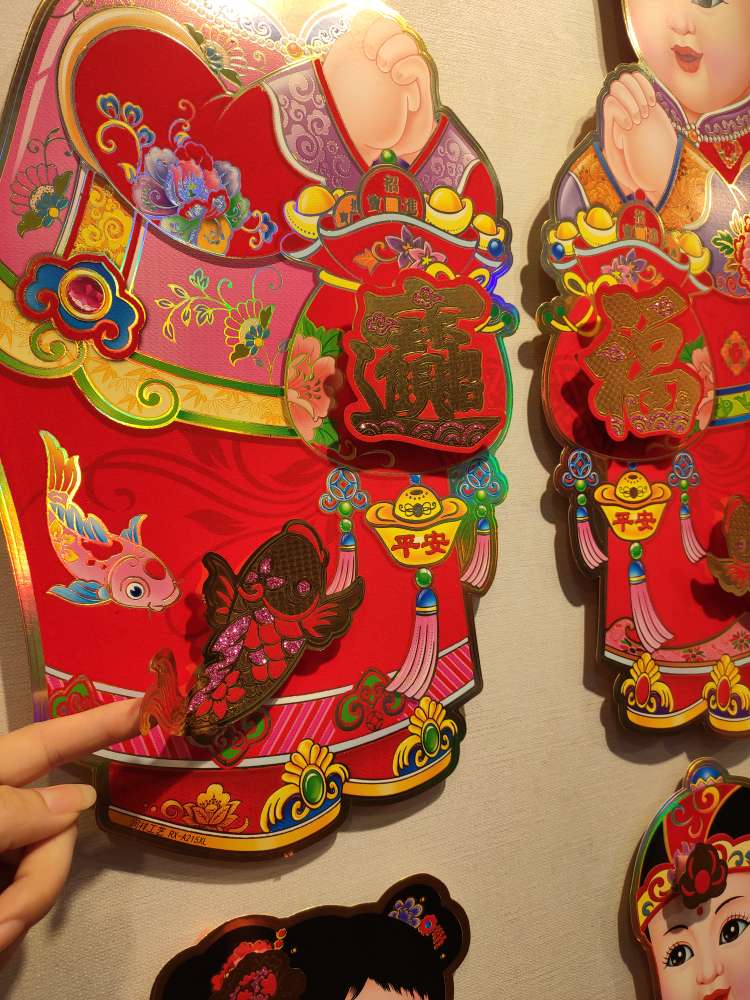 Paper products with flocking gold foil three-dimensional golden boy and jade girl M details Picture