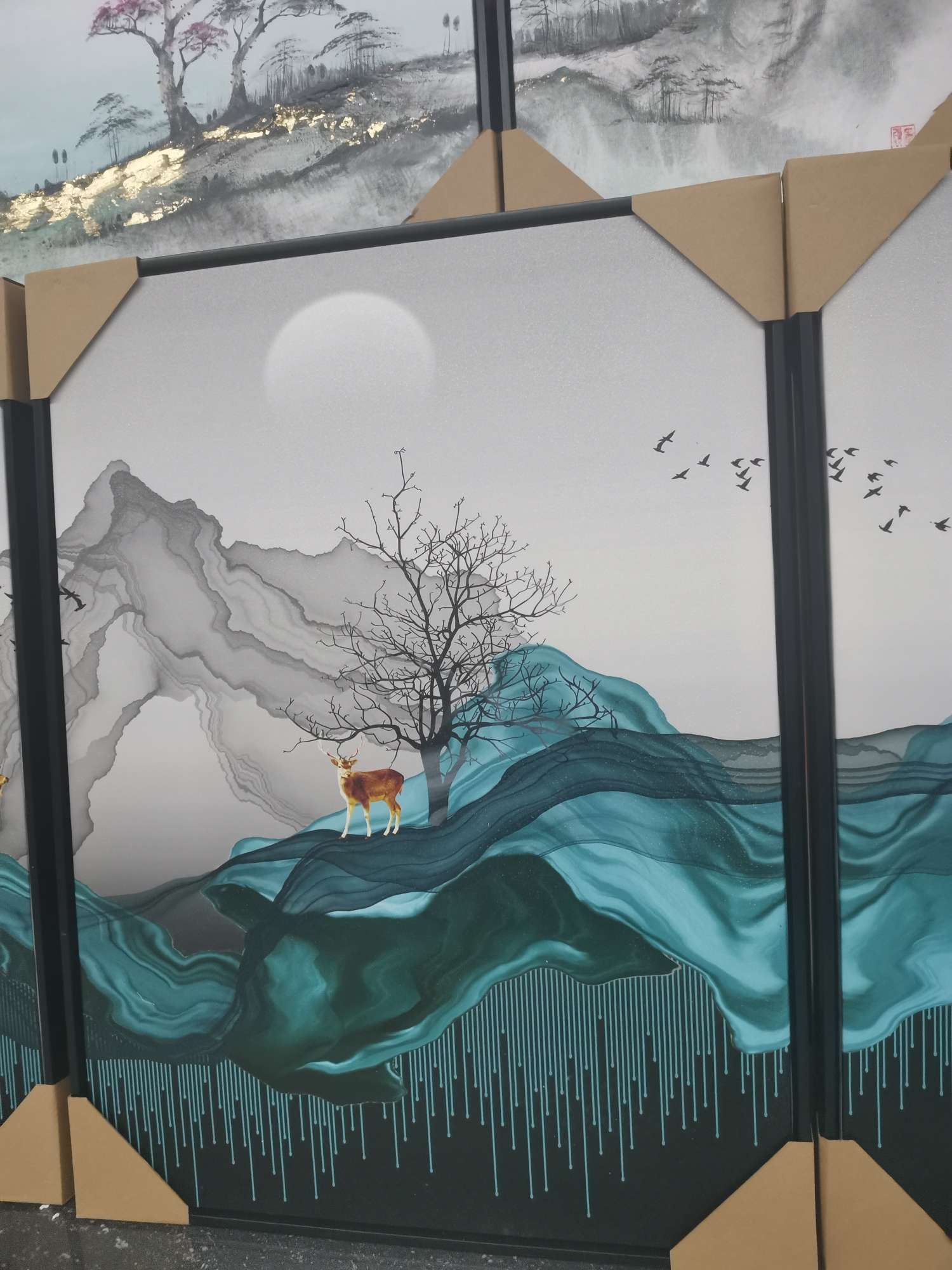 彩度手绘欧式卉玄关餐 厅油画竖版挂画客厅过道背景墙装饰