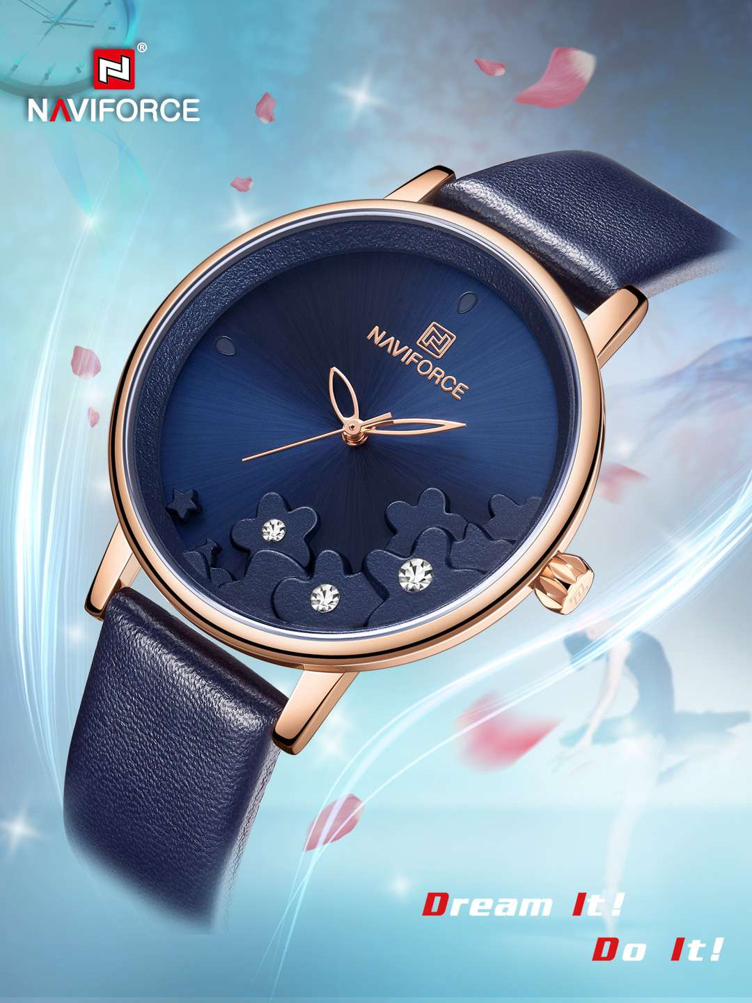 Lingxiang NAVI leather strap diamond dial women's waterproof Watch Application Scenario