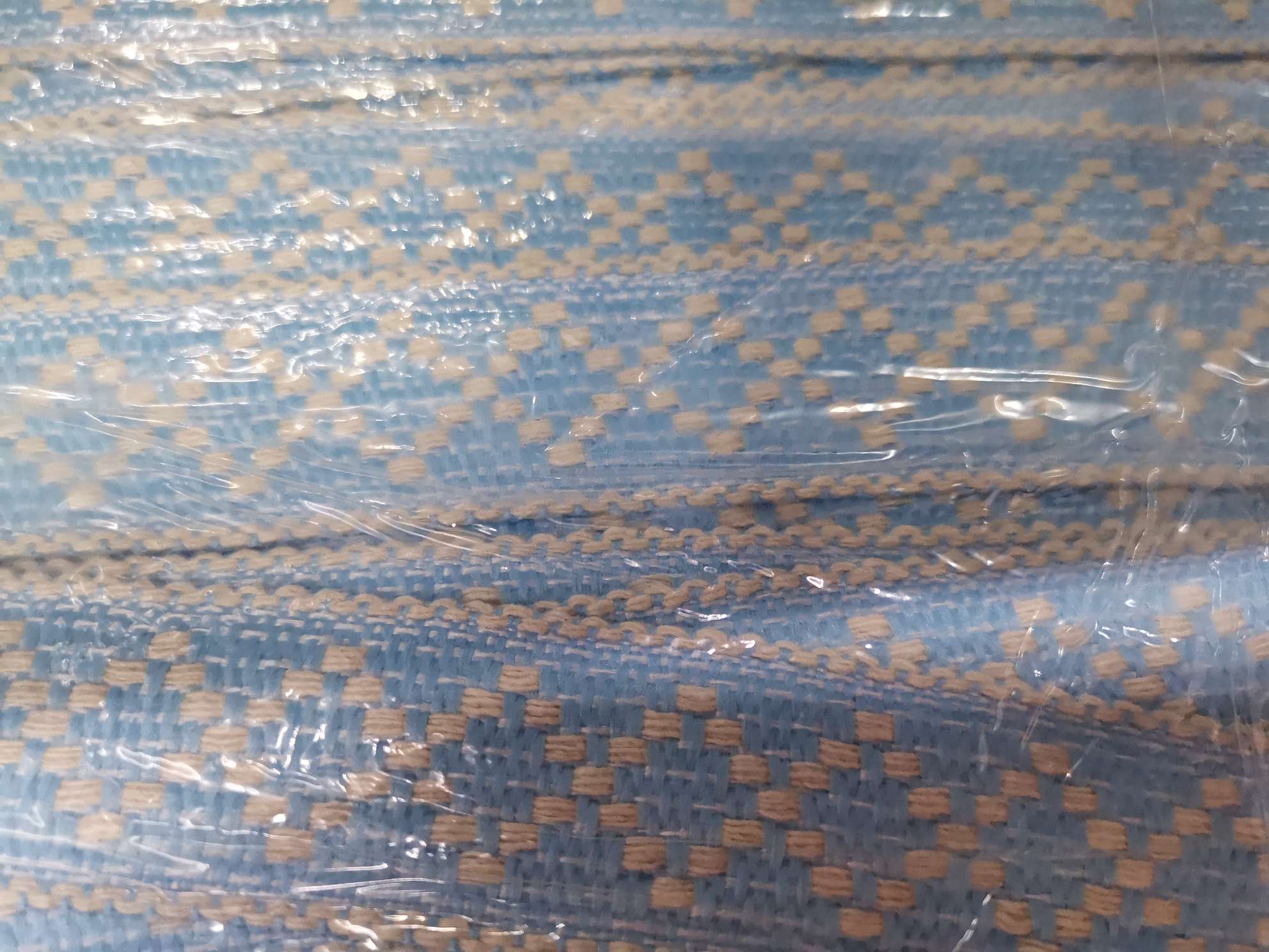 3 Cm Beige Light Blue Cotton Rhomboid Jacquard Ribbon