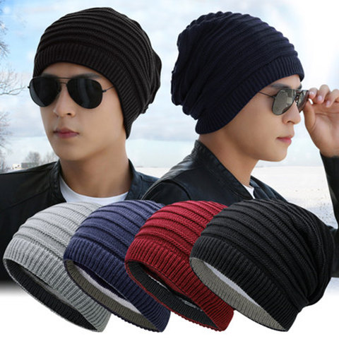 Korean autumn and winter fashion double-sided pullover knitted hats and scarves for warmth, striped couple woolen hats for men and women