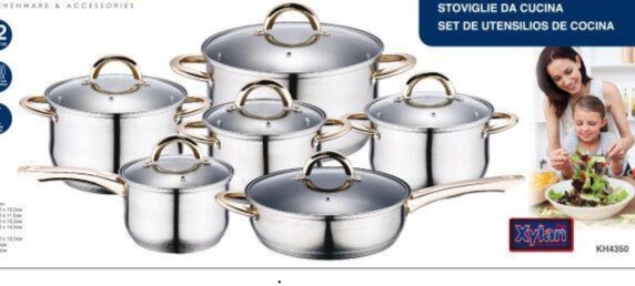 Gold-plated stainless steel pot set, 12-piece stainless steel pot set